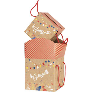 Box cardboard kraft square LA GUINGUETTE red cord side... 2