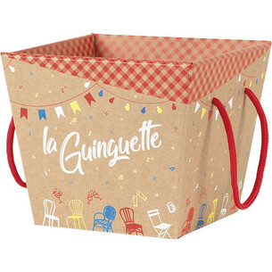 Tray cardboard kraft square LA GUINGUETTE red cord...