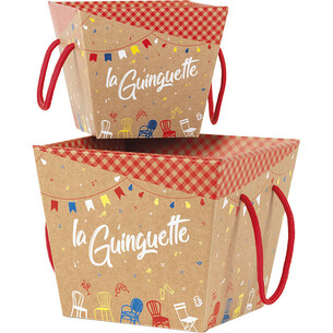 Tray cardboard kraft square LA GUINGUETTE red cord... 2