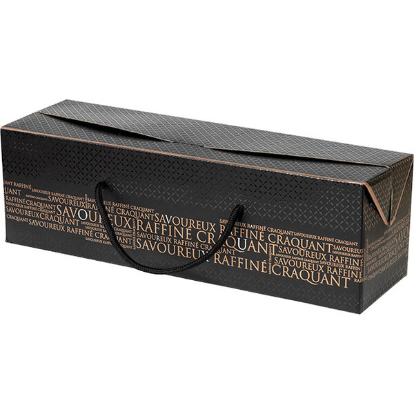 Caja cartón rectangular SAVOUREUX negro/cobre negro cordones cierres laterales