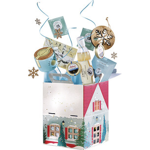 Box cardboard house shape SNOWY COUNTRY handle 2