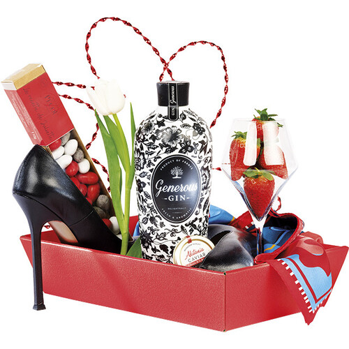 Corbeille carton TAPIS ROUGE texture rouge/noir...