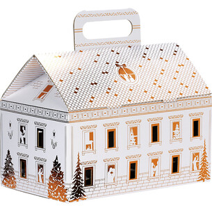 Box cardboard house shaped FESTIVE CITY white/gold hot... 2