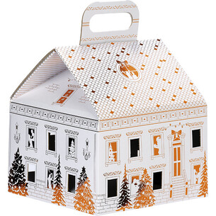 Coffret carton forme maison VILLE EN FETE blanc/dorure à... 2