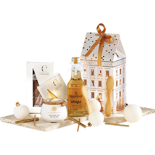 Caja cartón forma casa CIUDAD FESTIVA blanco/...