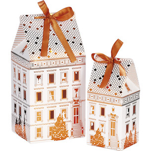 Coffret carton forme maison VILLE EN FETE blanc/dorure à... 2