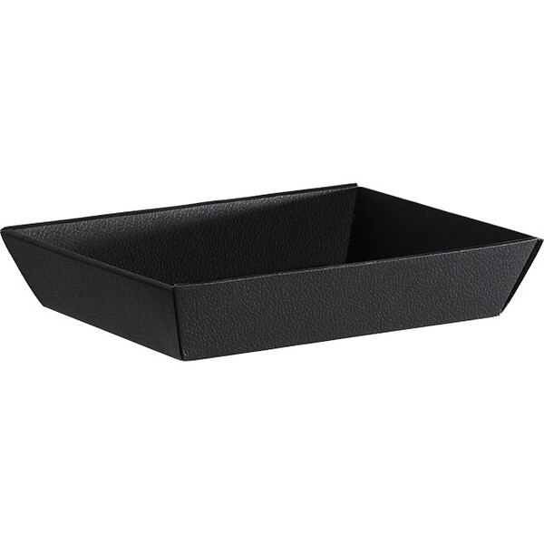 Bandeja cartão retangular preto entrega plana (dimensões bandeja montada)