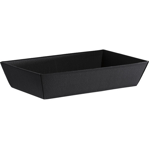Bandeja cartón rectangular negro entrega plana (dim. bandeja montada)