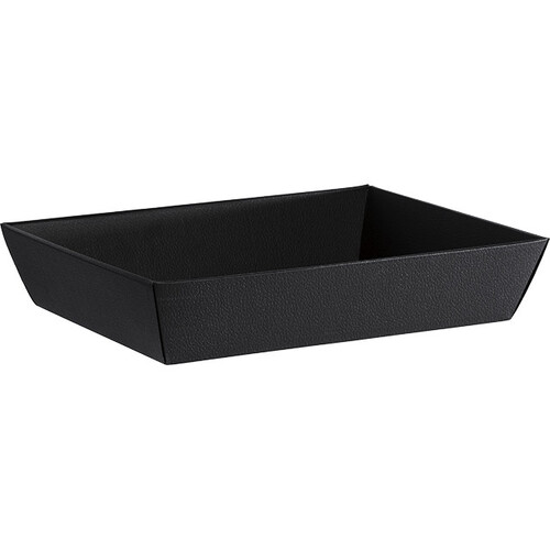 Bandeja cartón rectangular negro entrega plana (dim. bandeja montada)