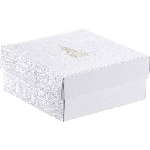 Box cardboard square GOLDEN SPARKLES texture white/gold delivered flat