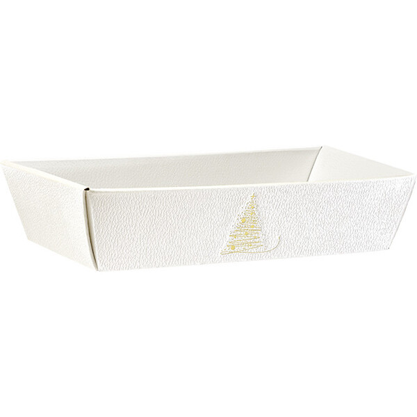 Corbeille carton rectangle ECLATS DORES texture blanc/or livraison à plat (dim. corbeille montée)