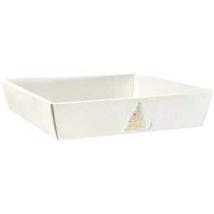 Tray cardboard square GOLDEN SPARKLES texture white/gold...