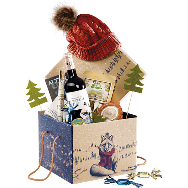 Caja cartón kraft cuadrada ENCUENTROS INSOLITOS cuerdas naturales