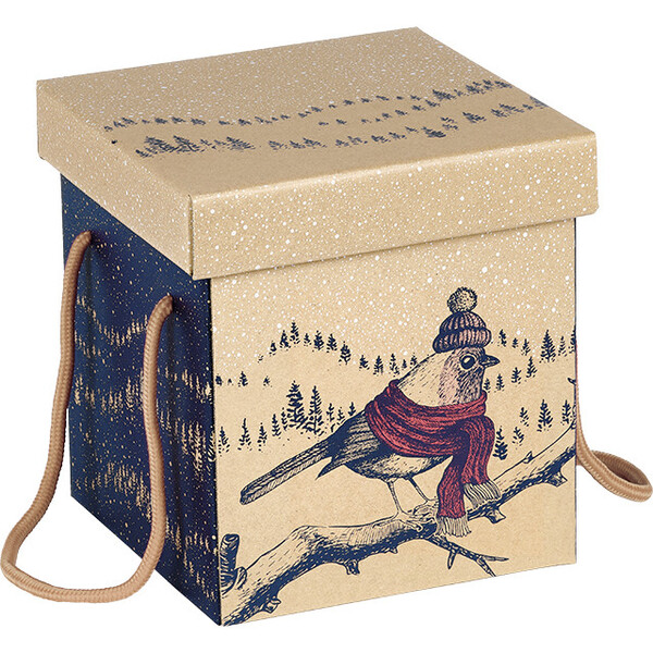 Caixa cartão kraft quadrada ENCONTROS INSOLITOS cordões naturais