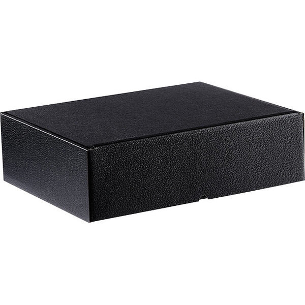 Caja cartón rectangular negro semiautomático entrega plana