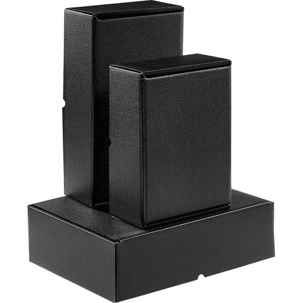 Caja cartón rectangular negro semiautomático entrega plana