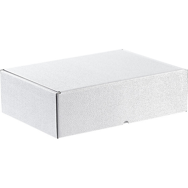 Caja cartón rectangular blanco semiautomático entrega plana