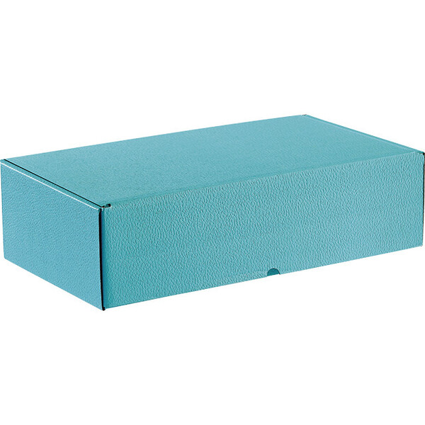 Coffret carton rectangle bleu semi automatique livré à plat
