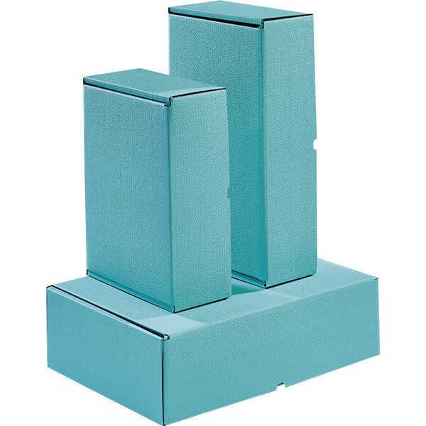 Coffret carton rectangle bleu semi automatique livré à plat