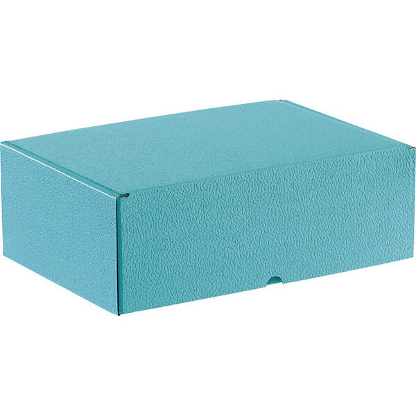 Caja cartón rectangular azul semiautomático entrega plana