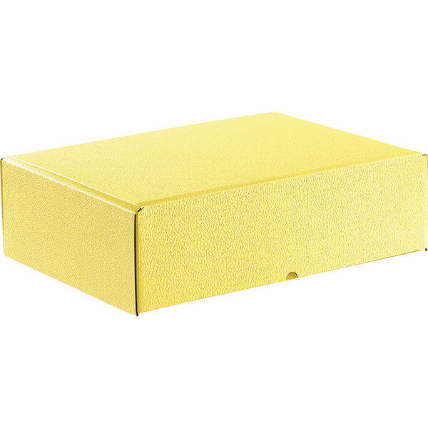 Box cardboard rectangular yellow semi-automatic delivered flat