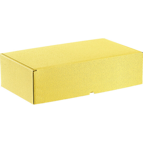 Coffret carton rectangle jaune semi automatique livré à plat