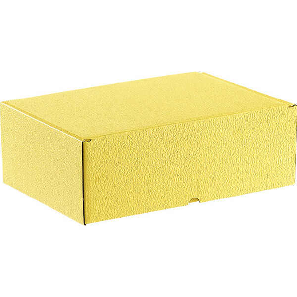 Coffret carton rectangle jaune semi automatique livré à plat