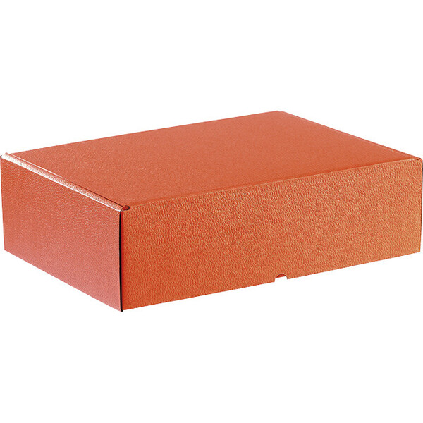 Box cardboard rectangular orange semi-automatic delivered flat