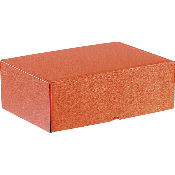 Box cardboard rectangular orange semi-automatic delivered flat
