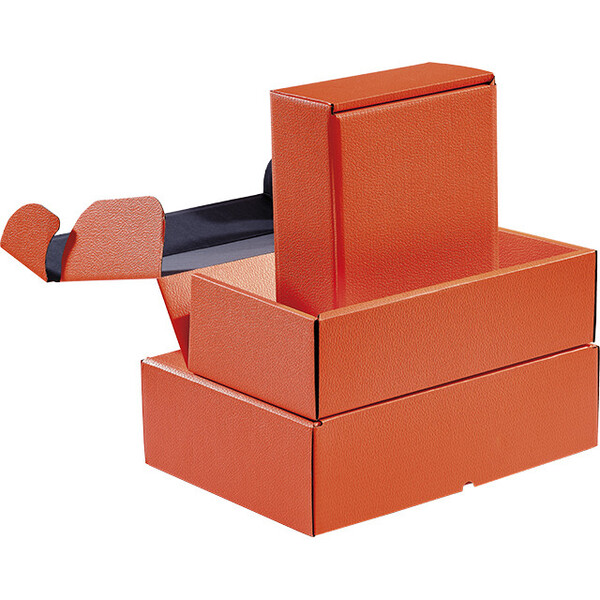 Box cardboard rectangular orange semi-automatic delivered flat