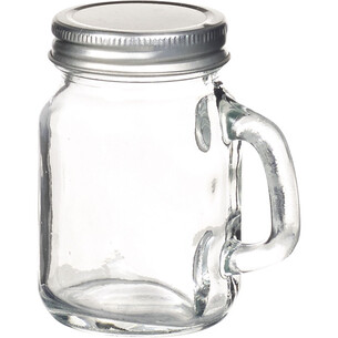 Bocal verre couvercle argenté/poignée 125 ml
