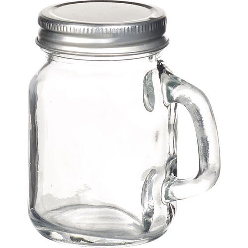 Bocal verre couvercle argenté/poignée 125 ml