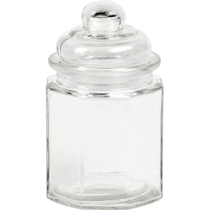 Bocal verre à facettes couvercle verre 270 ml 2