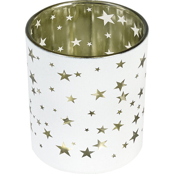 Vaso de vidrio decoración estrellas dorado