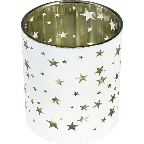 Vaso de vidrio decoración estrellas dorado