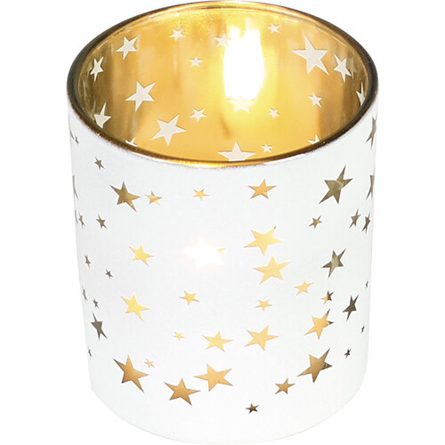 Vaso de vidrio decoración estrellas dorado
