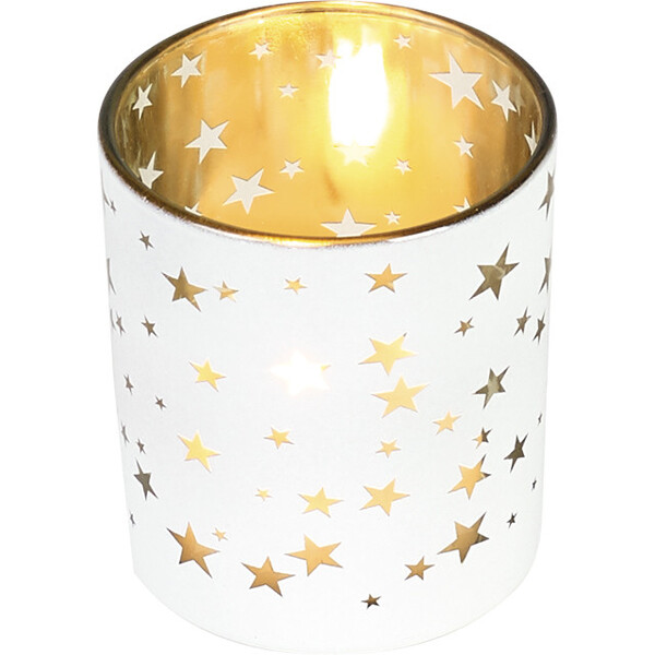 Vaso de vidrio decoración estrellas dorado