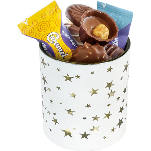 Vaso de vidrio decoración estrellas dorado