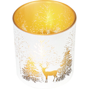 Photophore verre décor sapins coloris or 2