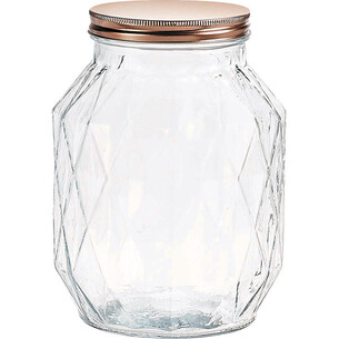 Jar glass faceted screw lid coper about 3020ml