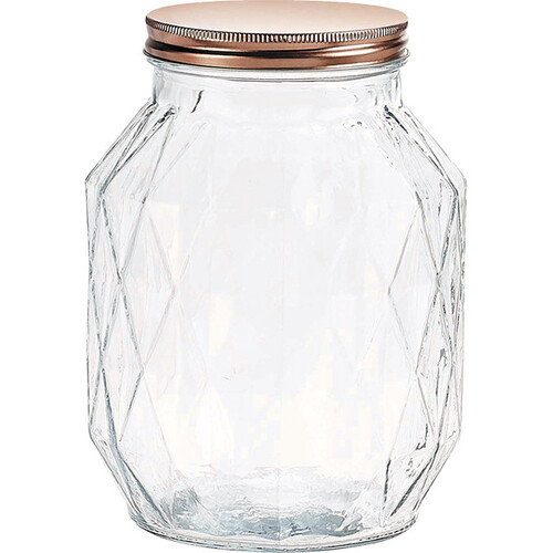 Bocal verre facettes couvercle à vis coloris cuivre env. 3020 ml