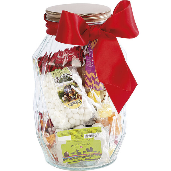 Jar glass faceted screw lid coper about 3680ml