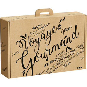 Suitcase cardboard rectangular kraft VOYAGE GOURMAND Black