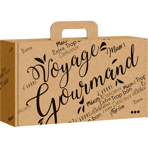 Maleta cartón kraft rectangular VOYAGE GOURMAND negro