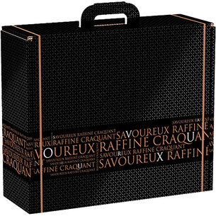 Suitcase cardboard rectangular  SAVOUREUX black/copper