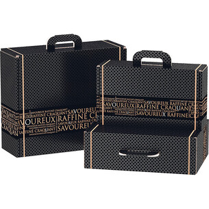 Suitcase cardboard rectangular  SAVOUREUX black/copper 2