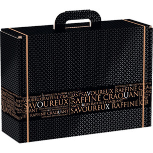 Suitcase cardboard rectangular  SAVOUREUX black/copper