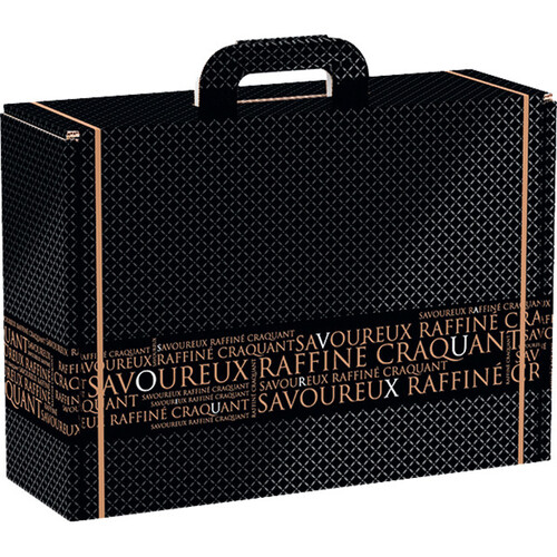 Suitcase cardboard rectangular  SAVOUREUX black/copper