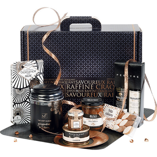 Mala cartão rectangular SAVOUREUX preto / dourado