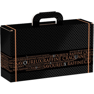 Suitcase cardboard rectangular  SAVOUREUX black/copper